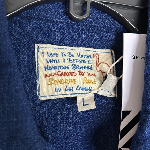 SANDRINE ROSE x Free people VIRGIN denim DARK WASH INDIGO SHACKET LARGE nwt - Picture 3 of 7